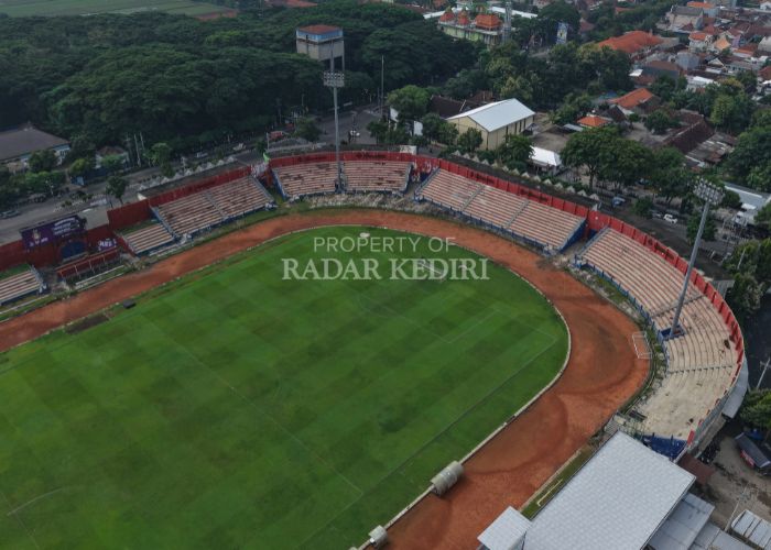 Stadion Brawijaya dipotret menggunakan drone.