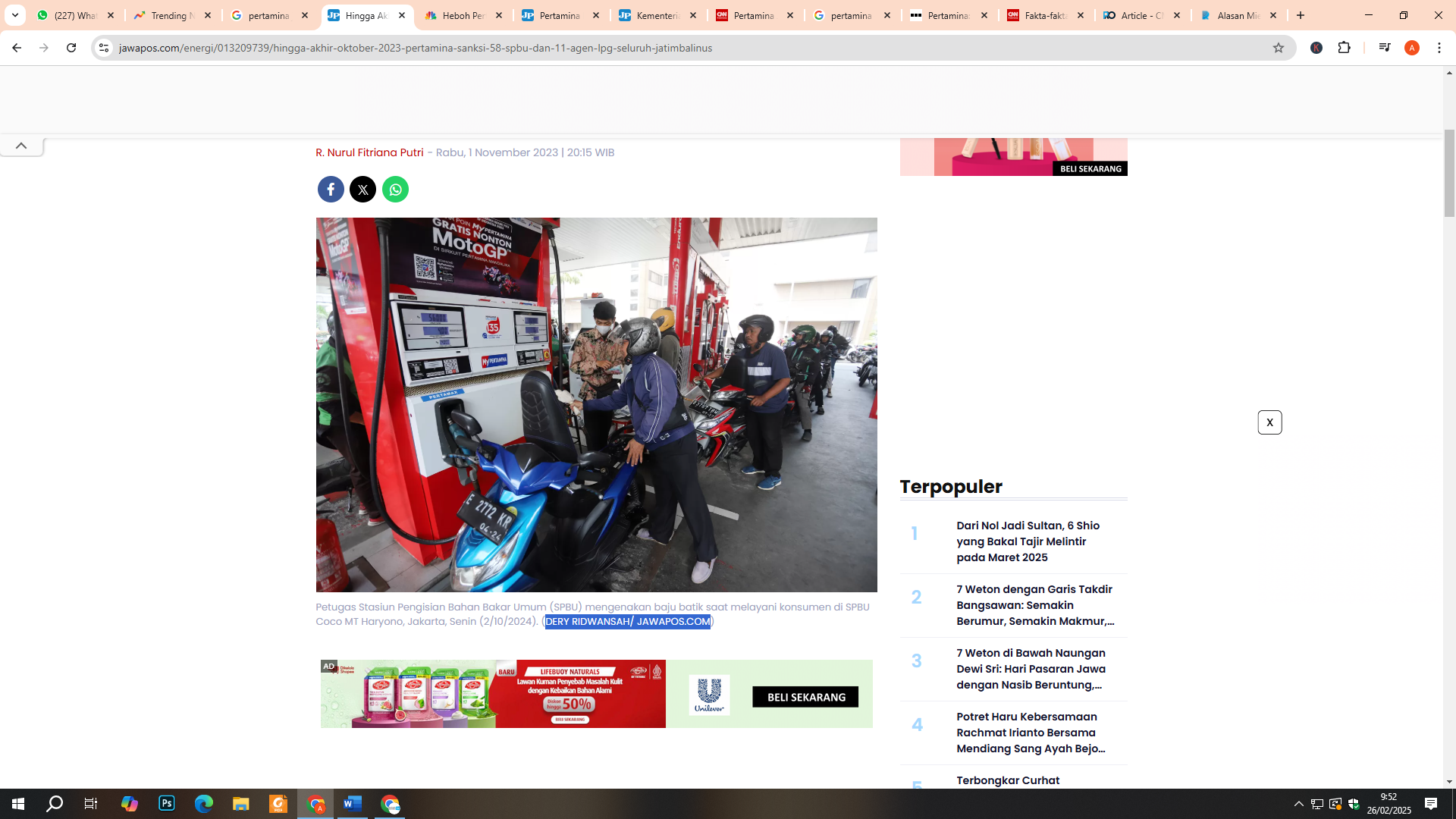 Update harga BBM Pertamina