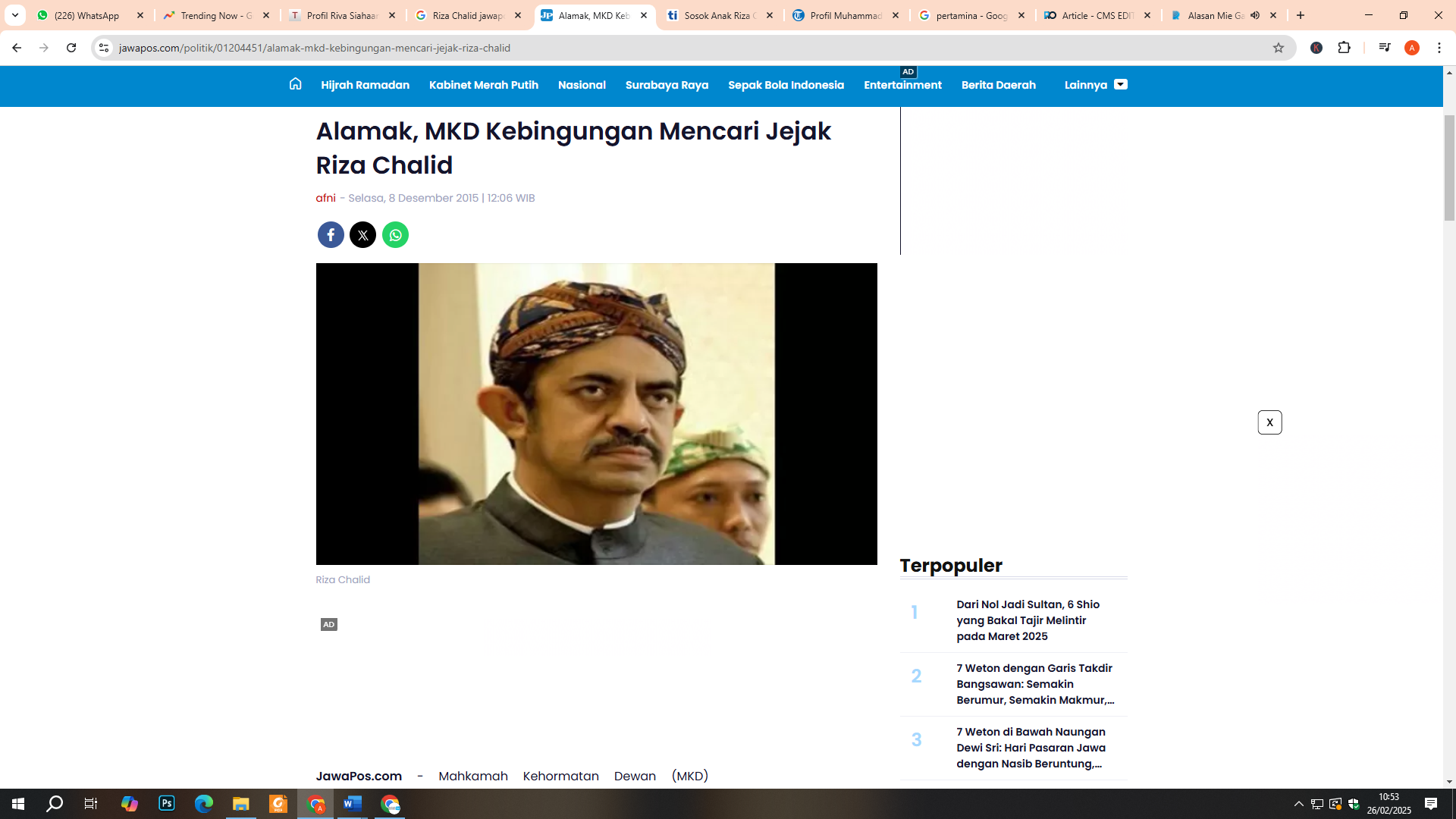 Riza Chalid, pengusaha minyak yang anaknya ditetapkan sebagai tersangka korupsi minyak mentah pertamina