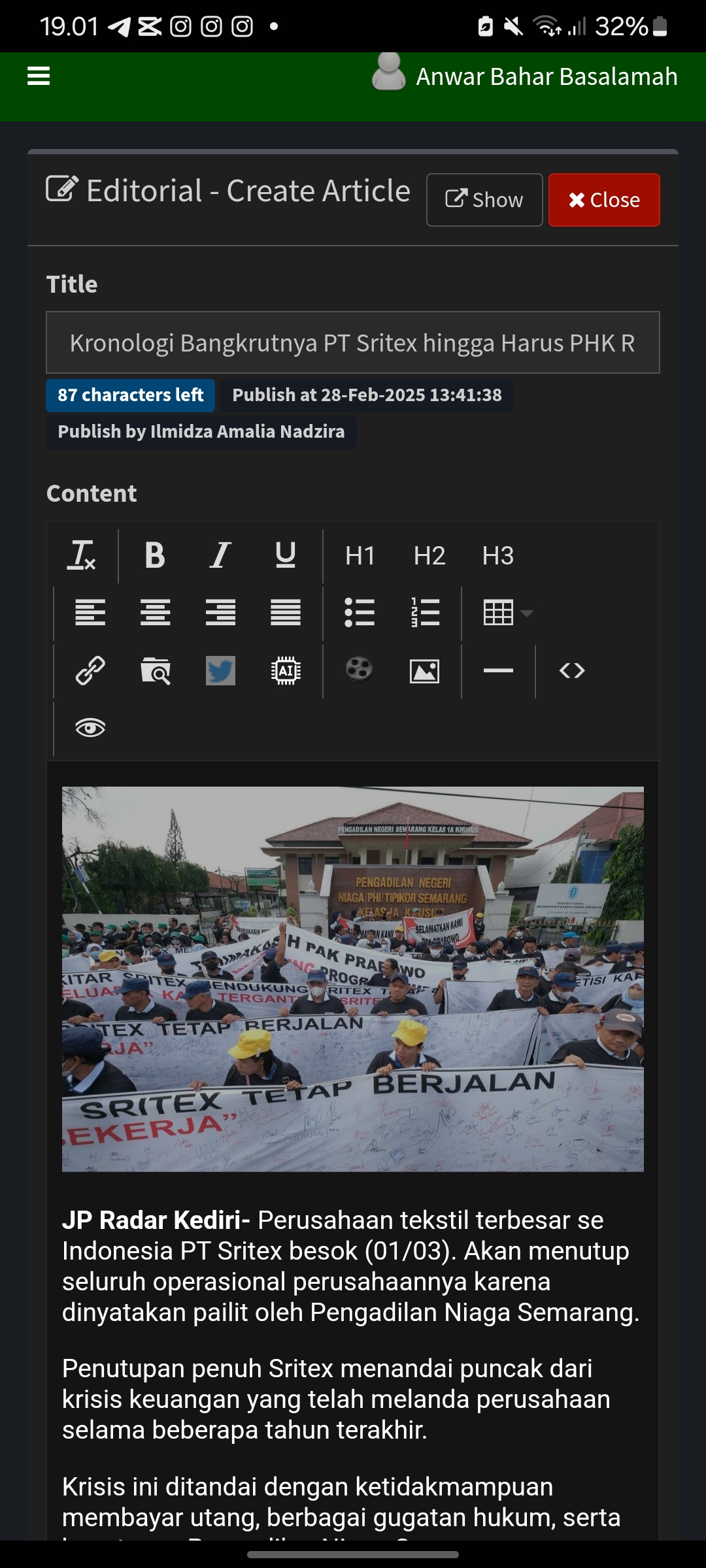 Pegawai Sritex