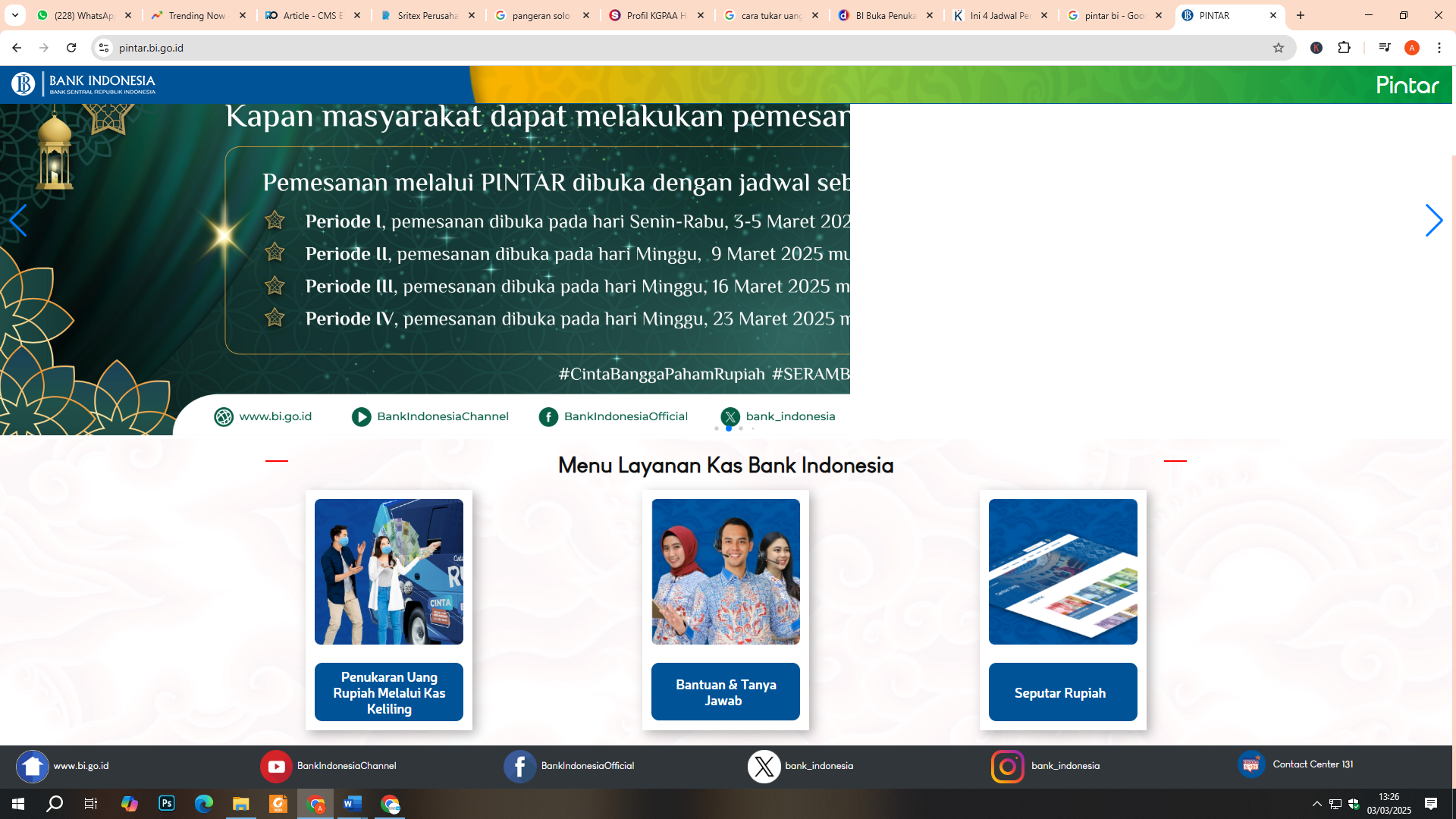Tampilan situs Pintar BI