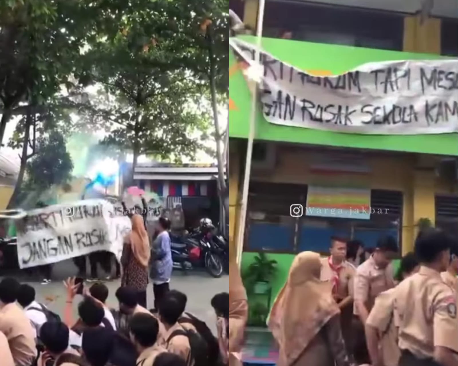 Aksi Demo yang dilakukan oleh para siswa SMK PGRI 5 Jakarta atas kasus pelecehan di sekolah mereka ramai di media sosial