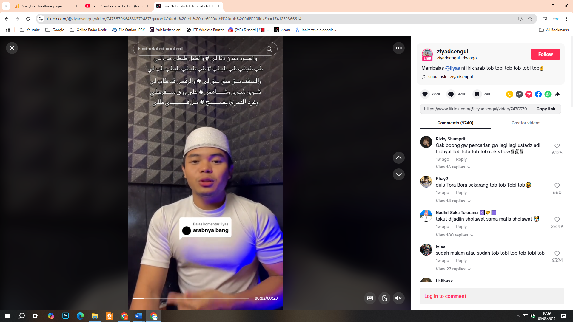 Lirik lagu Tob Tobi Tob