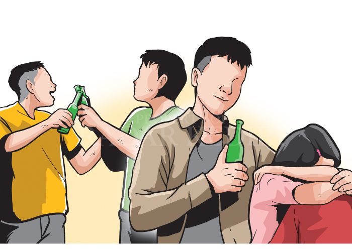 ILUSTRASI: Pesta miras hingga mabuk.