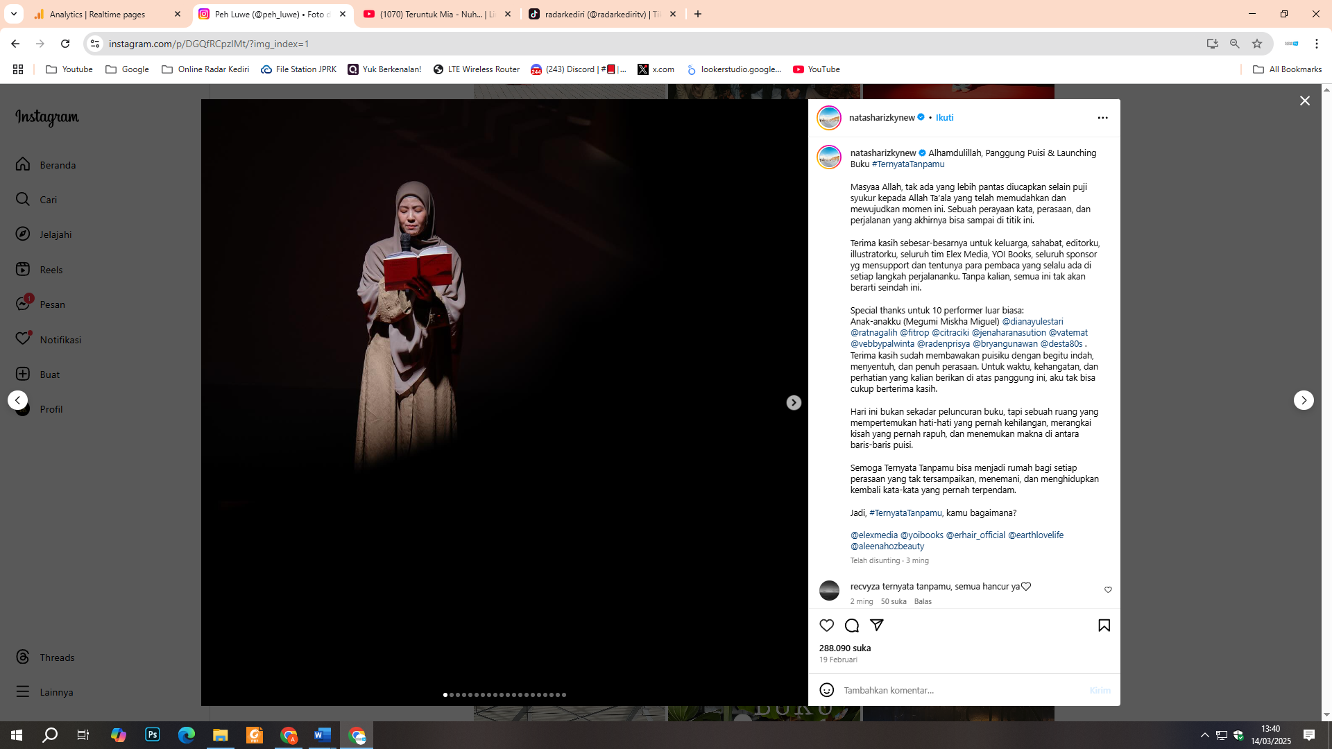 Natasha Rizky saat membacakan bukunya