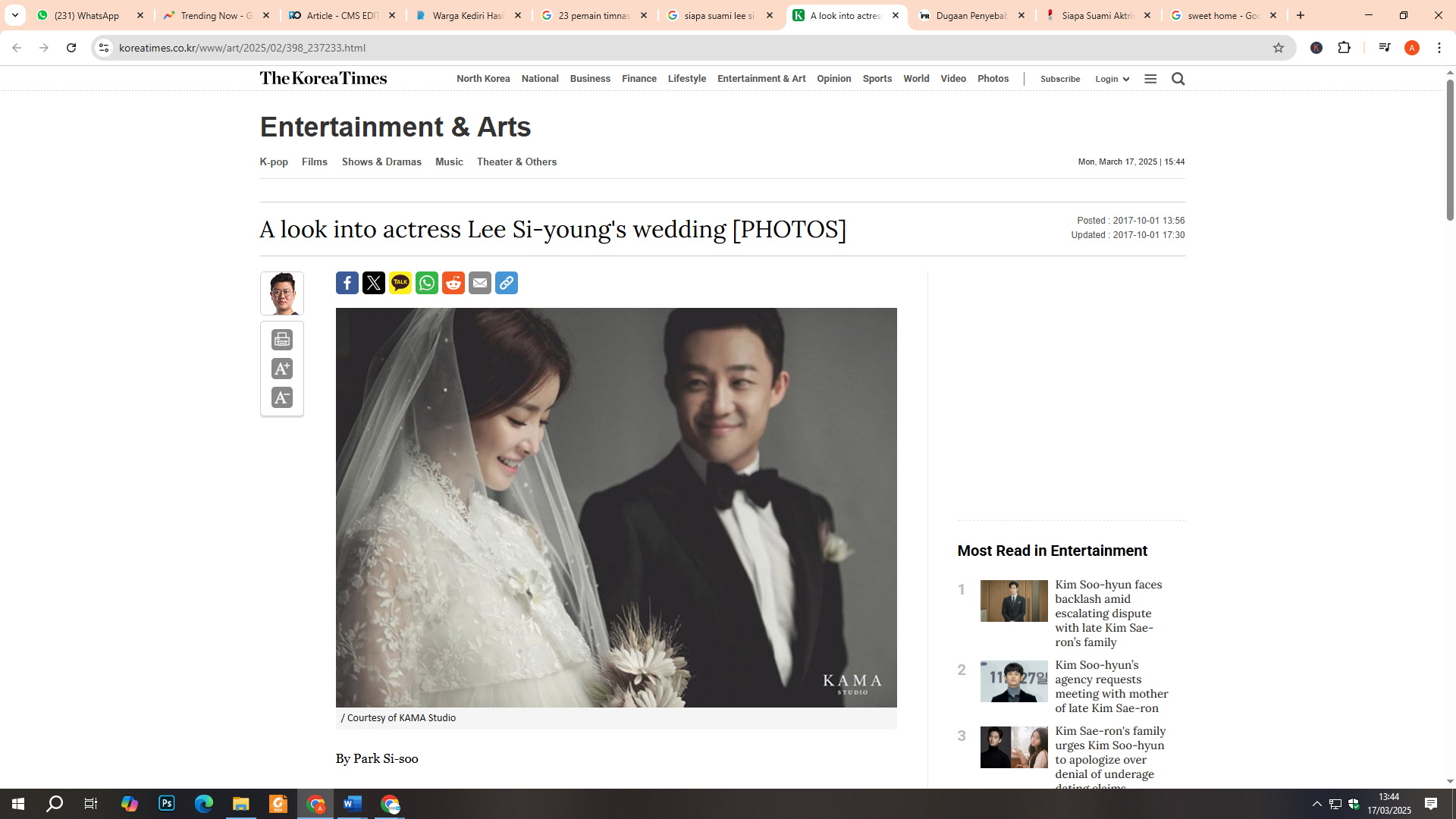 Pernikahan Lee Si Young dan Cho Seung Hyun