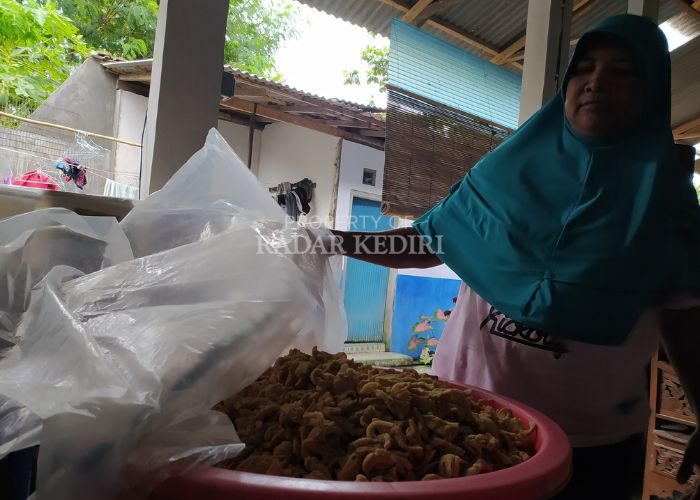 Geliat usaha pembuatan keripik jamur di Desa Pojok, Wates, Kediri.
