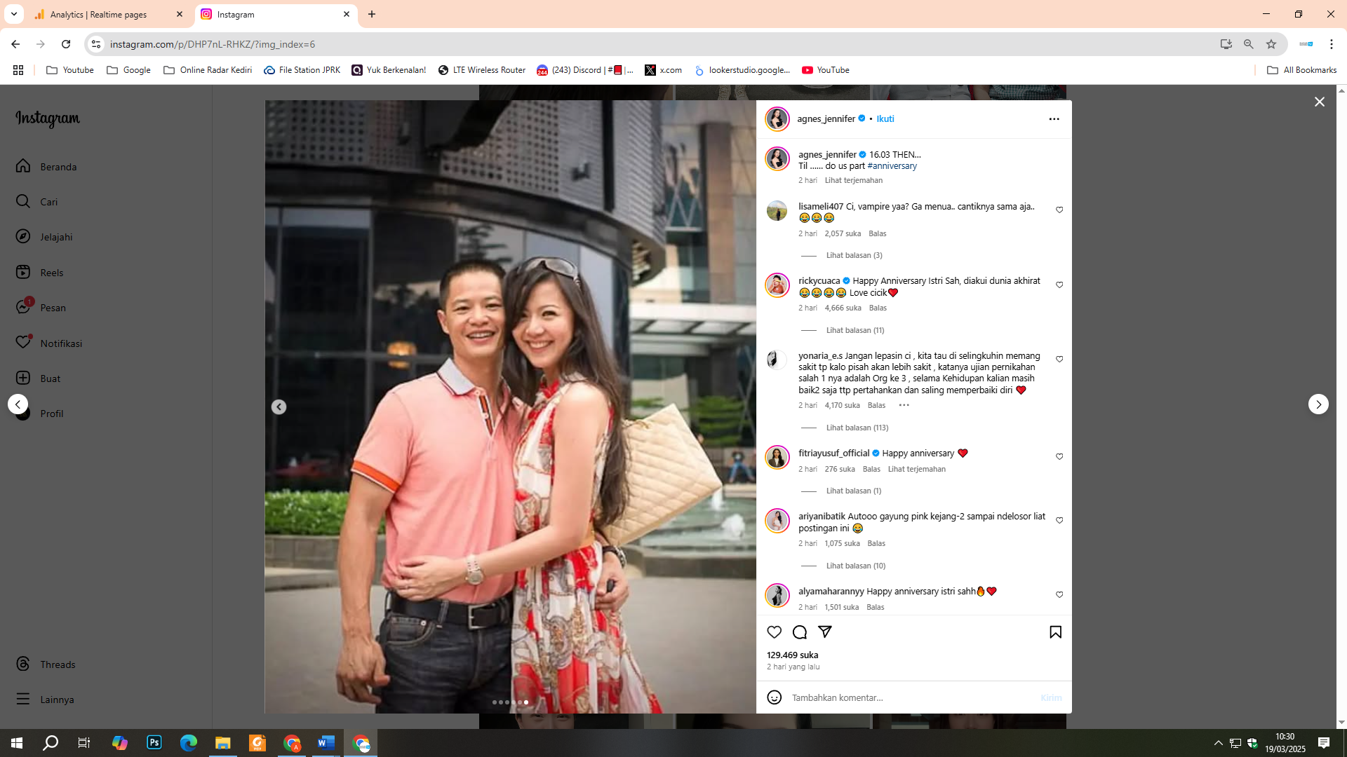 Potret kemesraan Agnes Jennifer dan David Clement