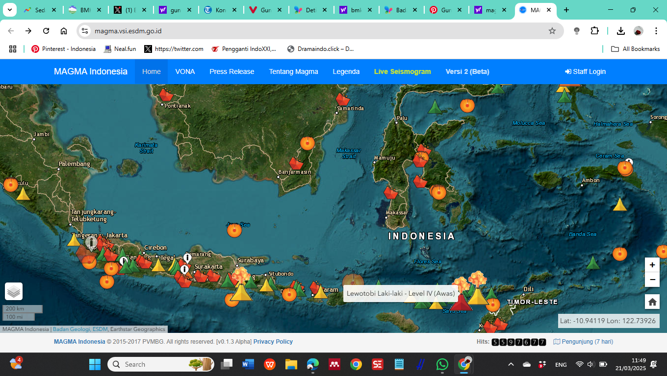Ilustrasi Pantauan Magam Indonesia Terhadap Pergerakan Vulkanik dan Tektonik di Wilayah Indonesia