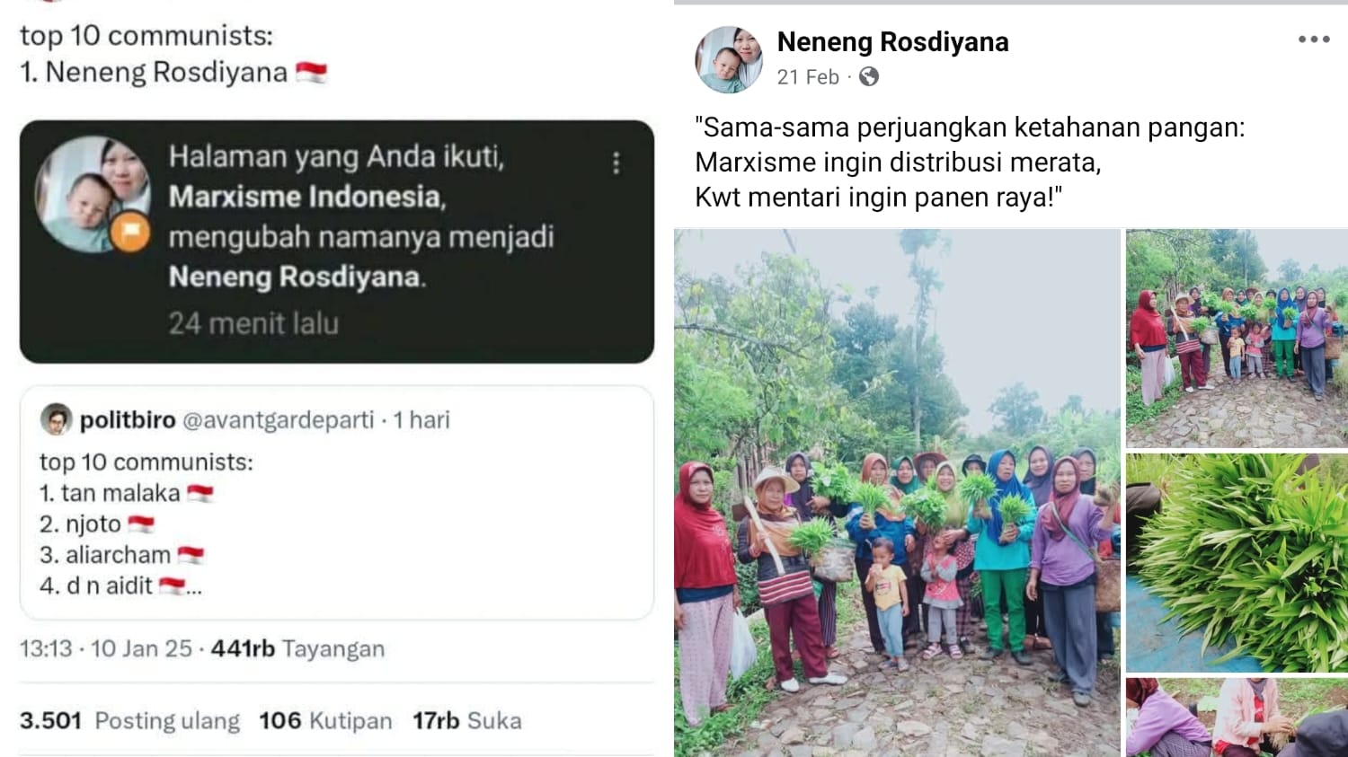 Tangkapan layar fanspage Neneng Rosyidiana