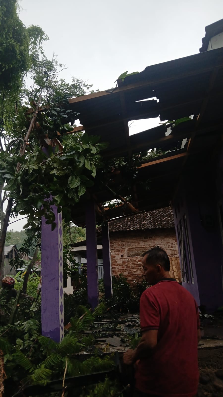 Tersapu Angin Kencang, Belasan Rumah Rusak dan Pohon Tumbang di Kediri