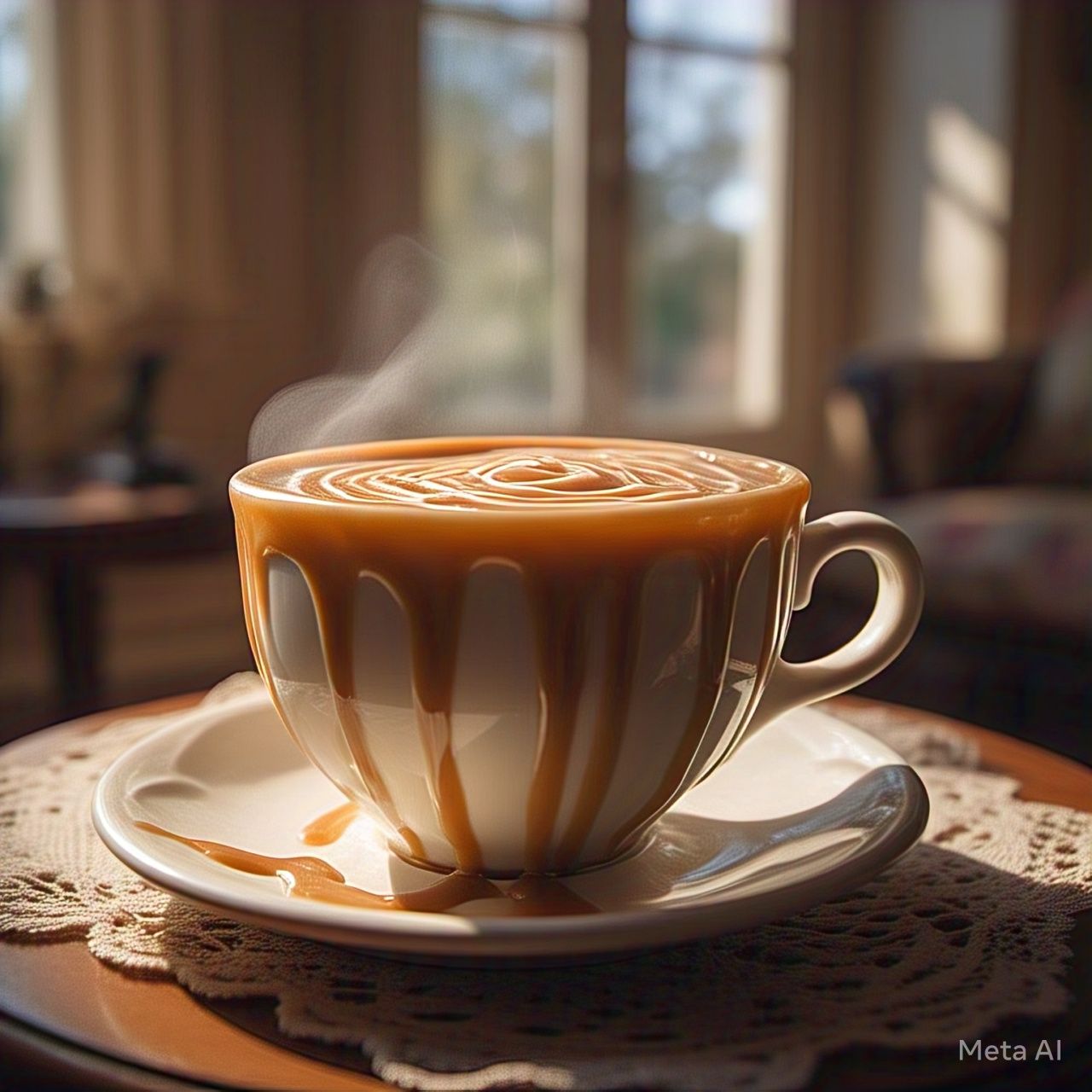 Ilustrasi Kopi Karamel (Meta AI)