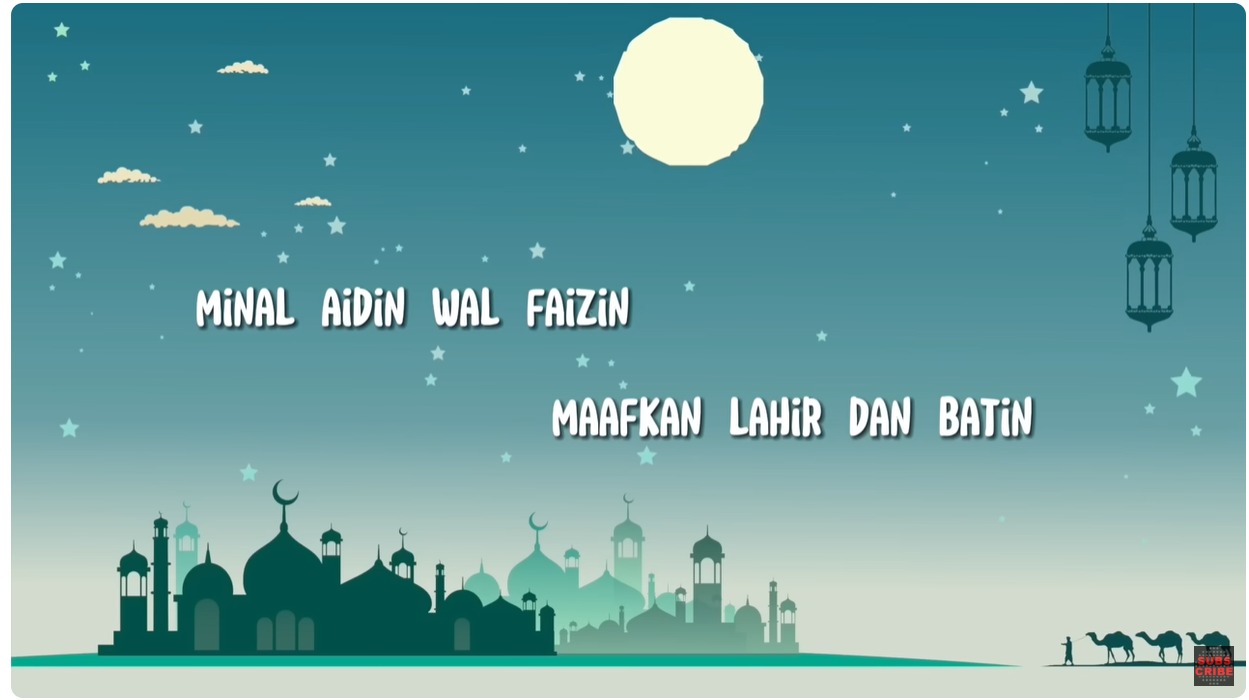 Tangkapan layar dari liryc video lagu tasya berjudul minal aidin wal faizin (Sumber : youtube.com/Sony Music Entertainment Indonesia)