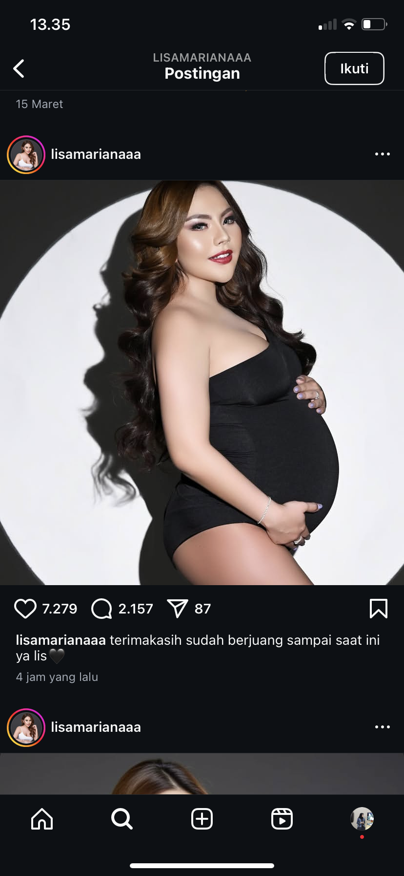 Potret Lisa Mariana saat tengah mengandung