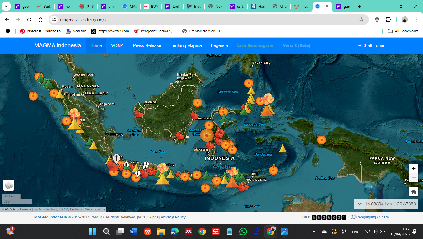 Pantauan Informasi Gerakan Tektonik dan Vulkanik di Indonesia