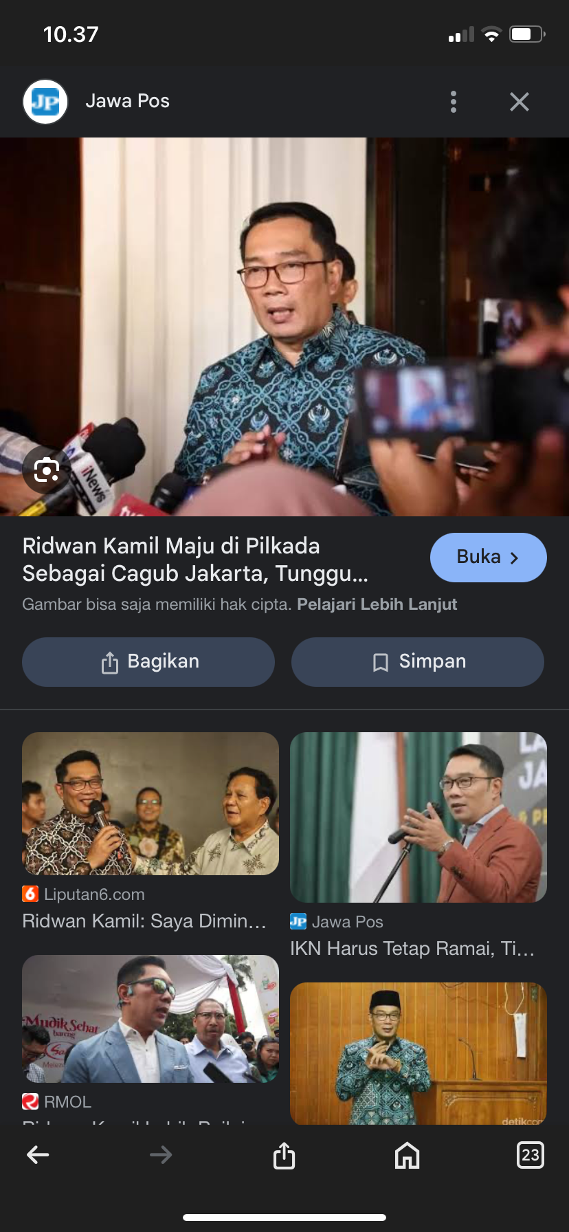 Ridwan Kamil menggugat balik Lisa Mariana.
