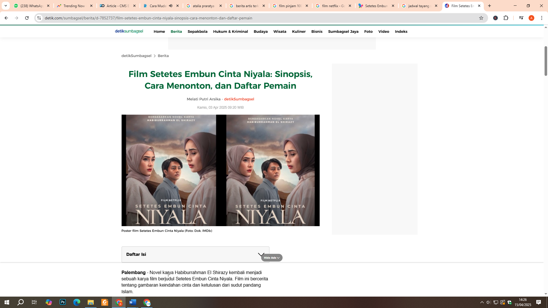 Film Setetes Embun Cinta Niyala