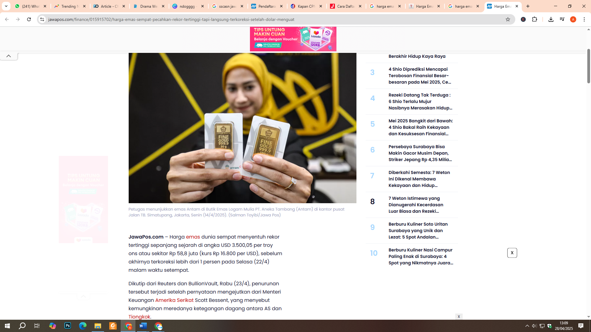 Harga Emas Antam Hari Ini