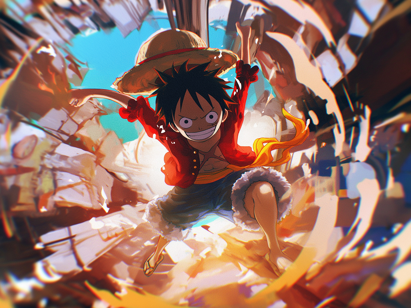 Monkey D Luffy yang dianggap sebagai titisan Dewa Nika atau Joyboy.