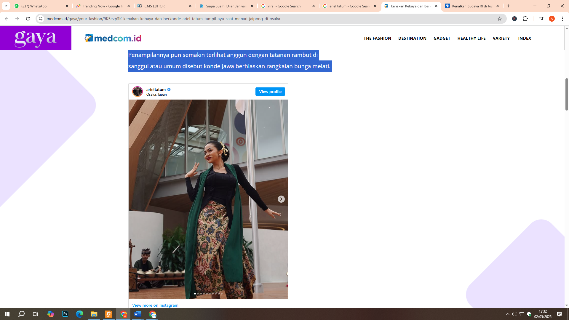 Potret Ariel Tatum menari Jaipong