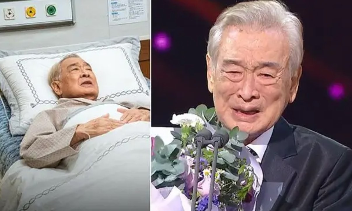 Lee Soon Jae terbaring lemah di ranjang rumah sakit (kiri) Lee Soon Jae menerima penghargaan Daesang KBS Drama Awards 2024 (kanan)