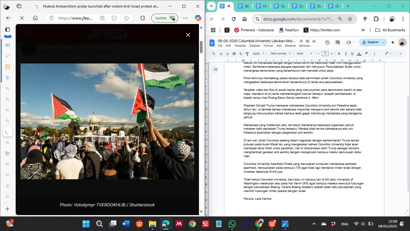 Demonstrasi Pro Palestina yang Dilakukan oleh Mahasiswa Luar Negeri