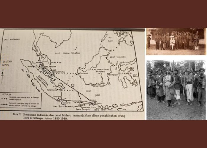 Foto bersama masyarakat Jawa di Malaysia serta peta pesebarannya ke Selangor. Hingga saat ini, penduduk asli Jawa membuat perkampungan yang tersebar di beberapa wilayah dari Johor, Perak, dan Melaka.