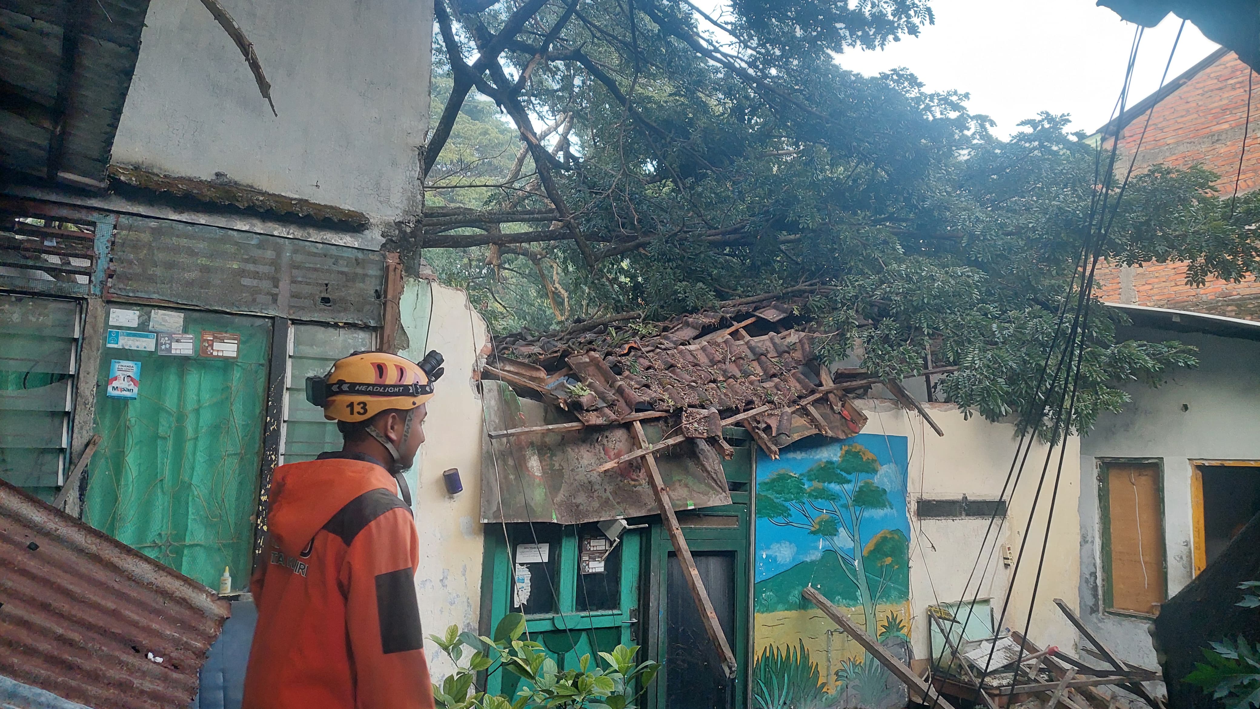 Pohon ambruk timpa rumah warga Kota Kediri.