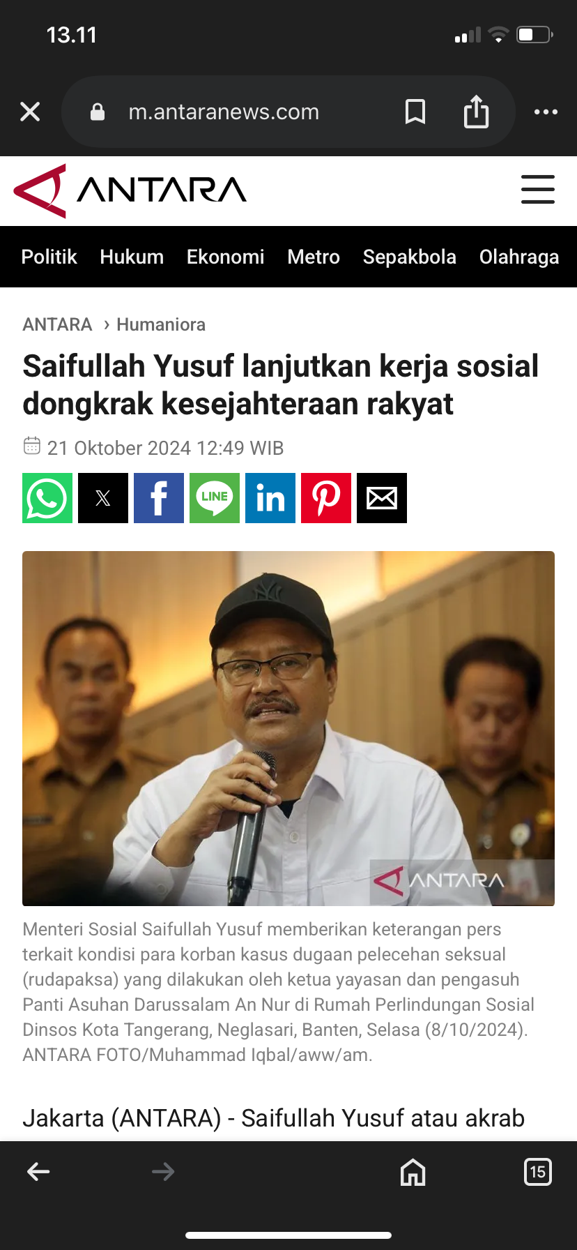 Menteri Sosial Saifullah Yusuf