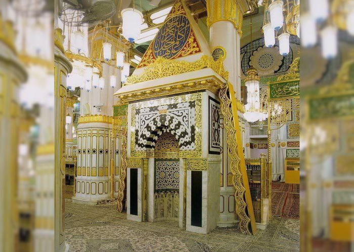 Suasana area Raudhah di Masjid Nabawi Madinah.