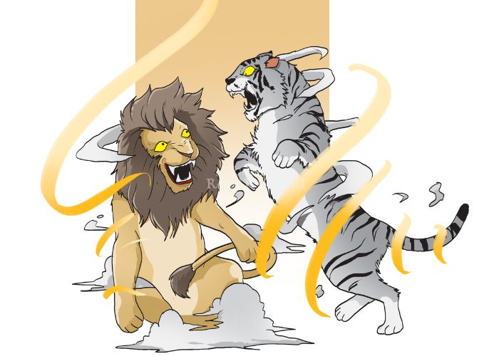 Ilustrasi Macan Putih dan Singo Edan.