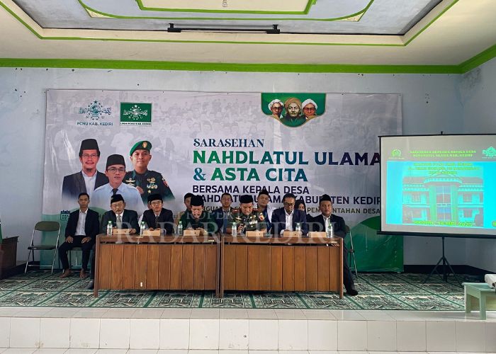 SARASEHAN: Pengurus PCNU Kabupaten Kediri bersama Dandim 0809 Kediri Letkol Inf Ragil Jaka Utama.