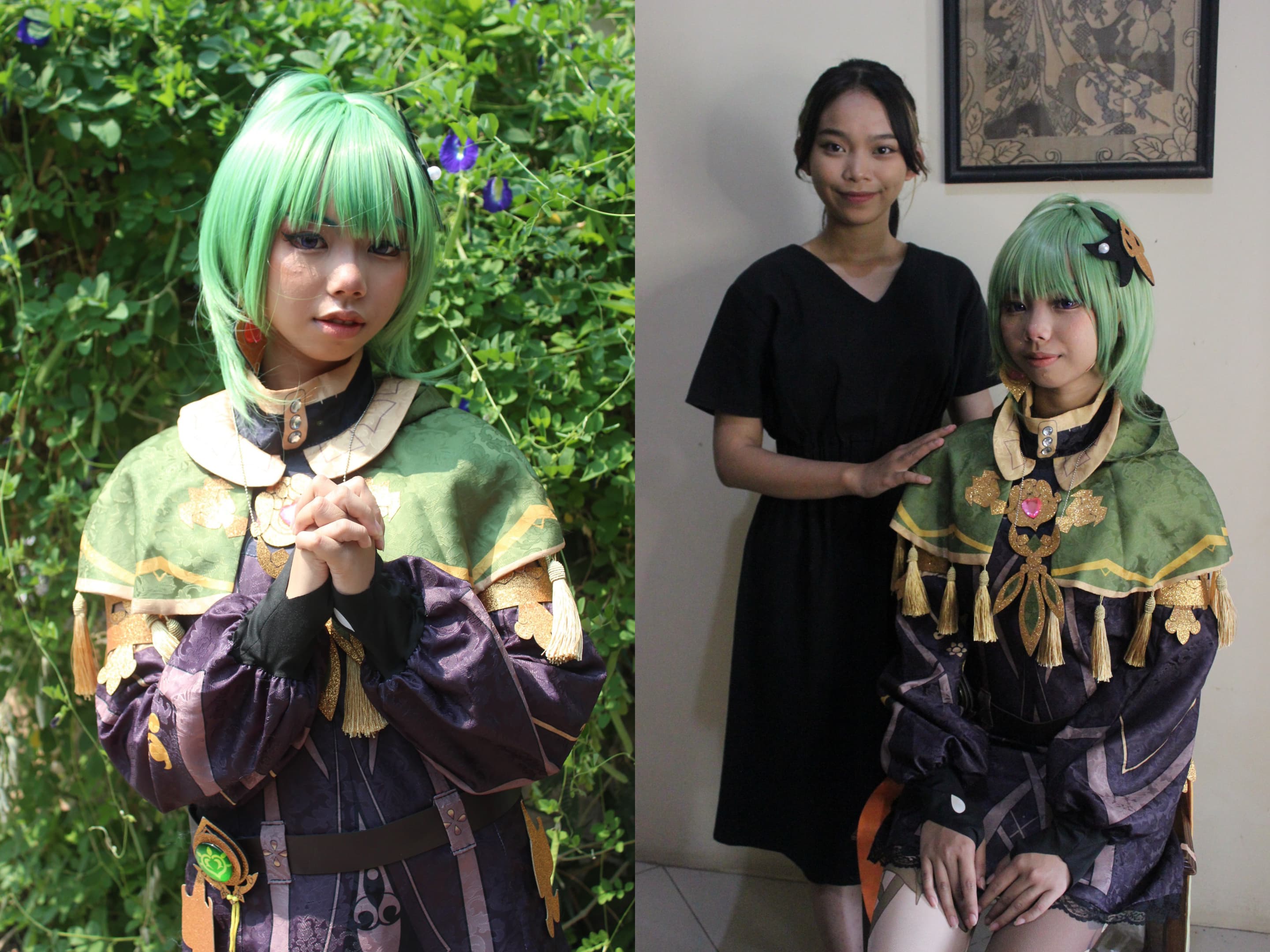 Cosplay dengan makeup karakter dari game genshin impact
