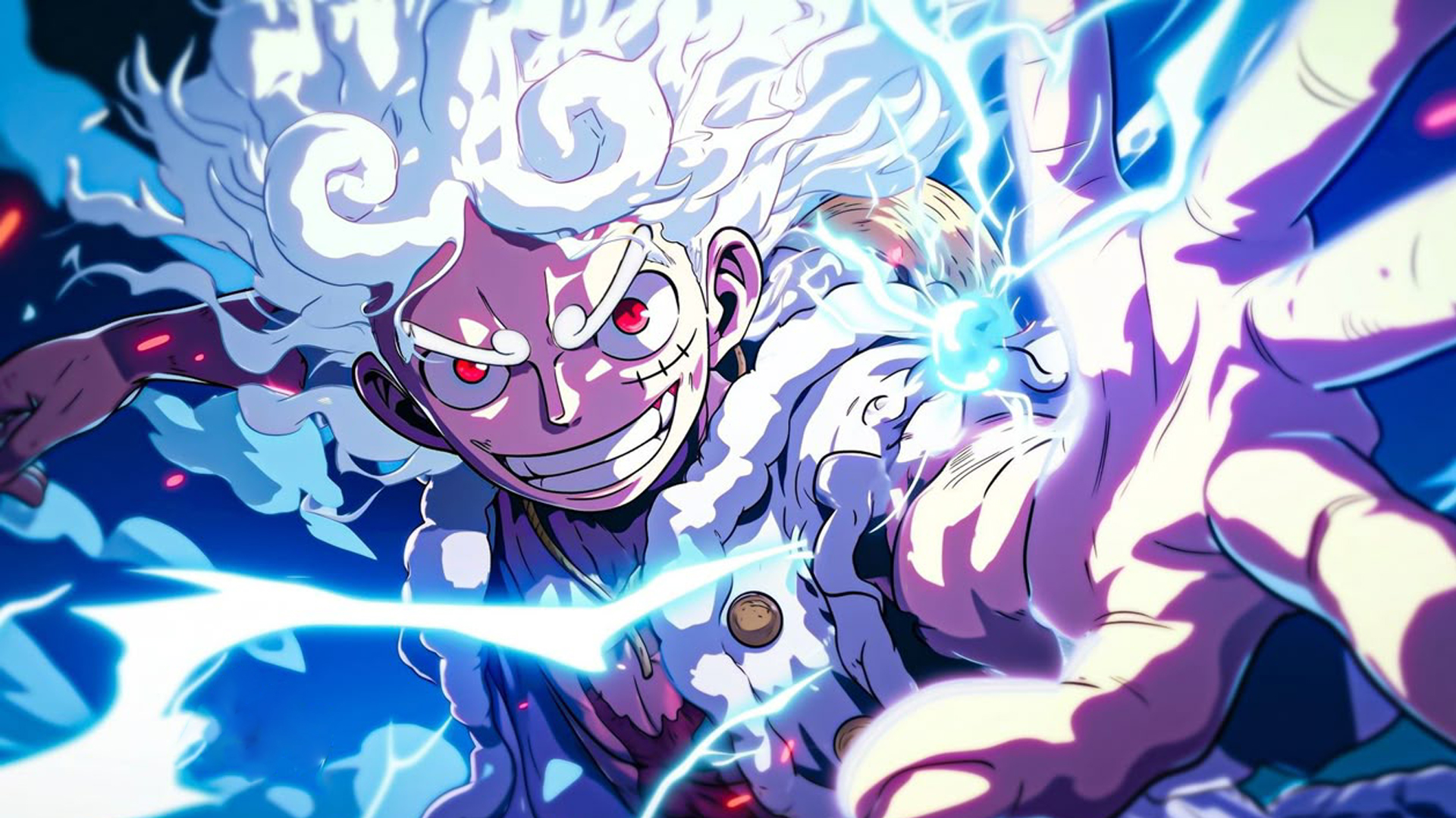 Luffy Gear 5 menggunakan kekuatan Hito Hito no Mi, Model Nika dalam bentuk Dewa Nika