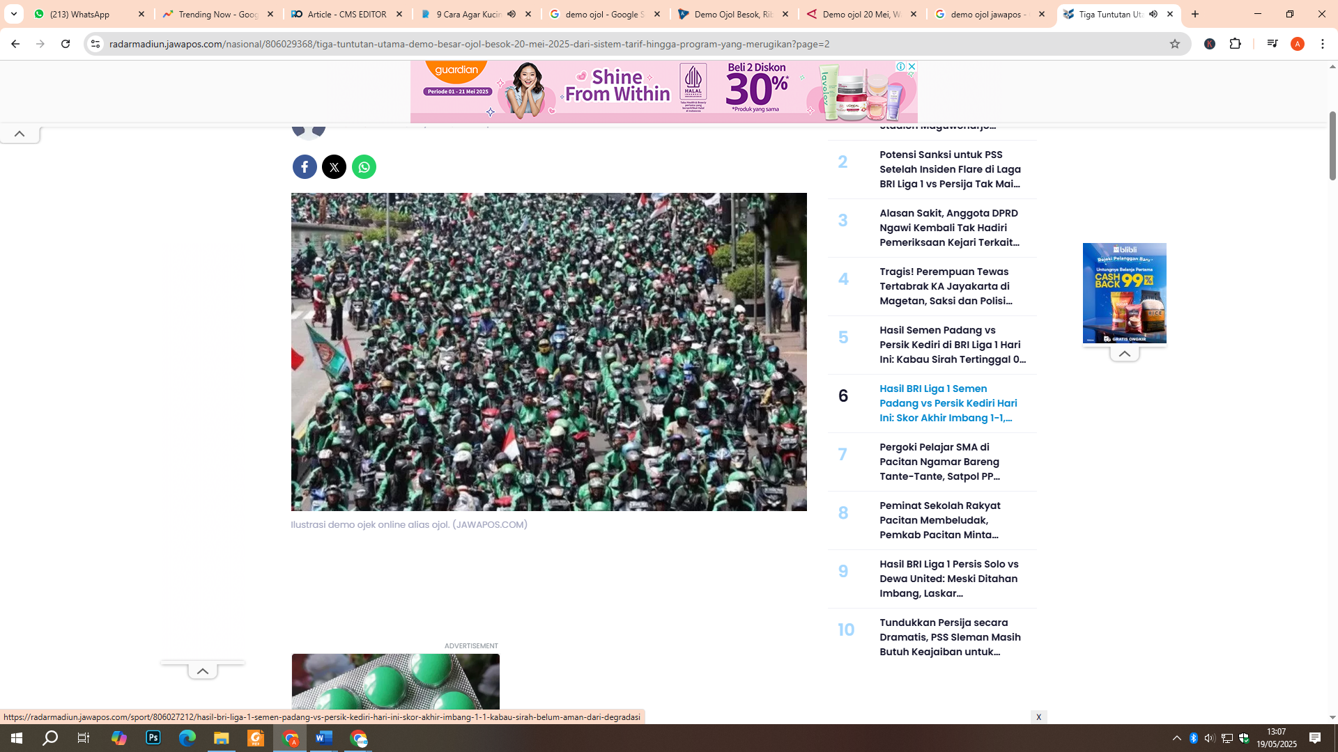 Demo ojol besok Selasa, 20 Mei 2025