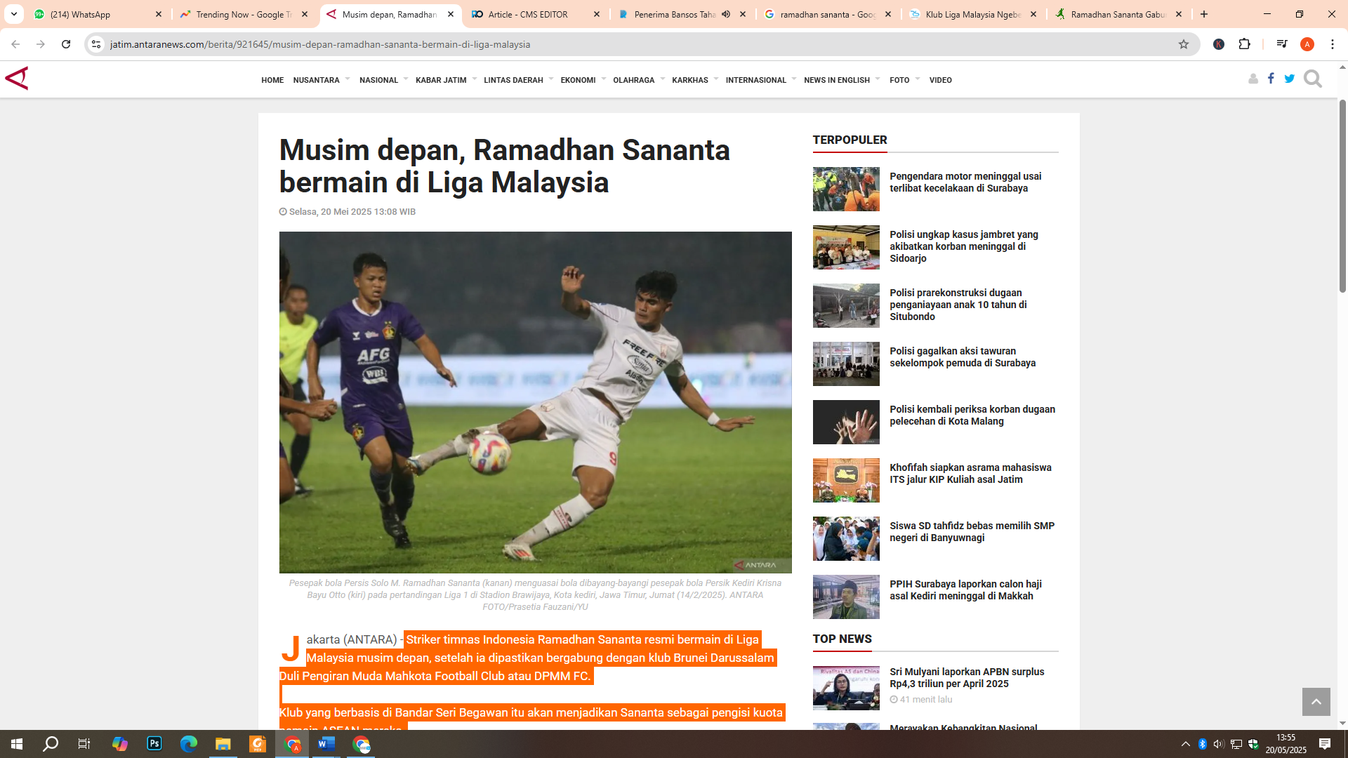 Ramadhan Sananta gabung bersama tim DPMM FC