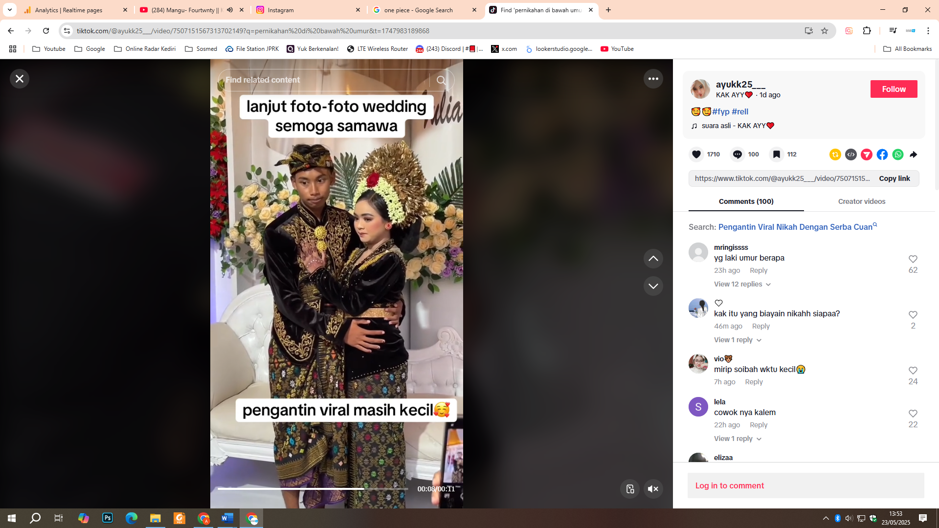 Viral pernikahan dini di media sosial