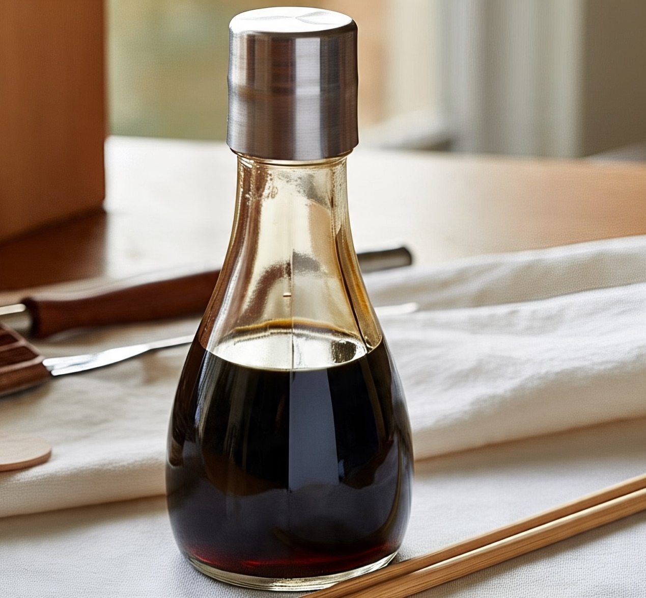 Ilustrasi kecap manis dalam botol kaca
