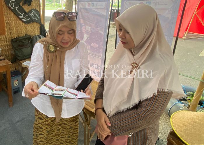MAKSIMAL: Seorang pengunjung mendatangi stan disparbud.