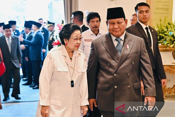 Presiden RI Prabowo Subianto dan Presiden Ke-5 RI Megawati Soekarnoputri bertemu jelang jelang Upacara Peringatan Hari Lahir Pancasila.