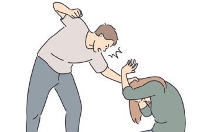 Ilustrasi laki-laki yang melakukan tindak kekerasan terhadap perempuan