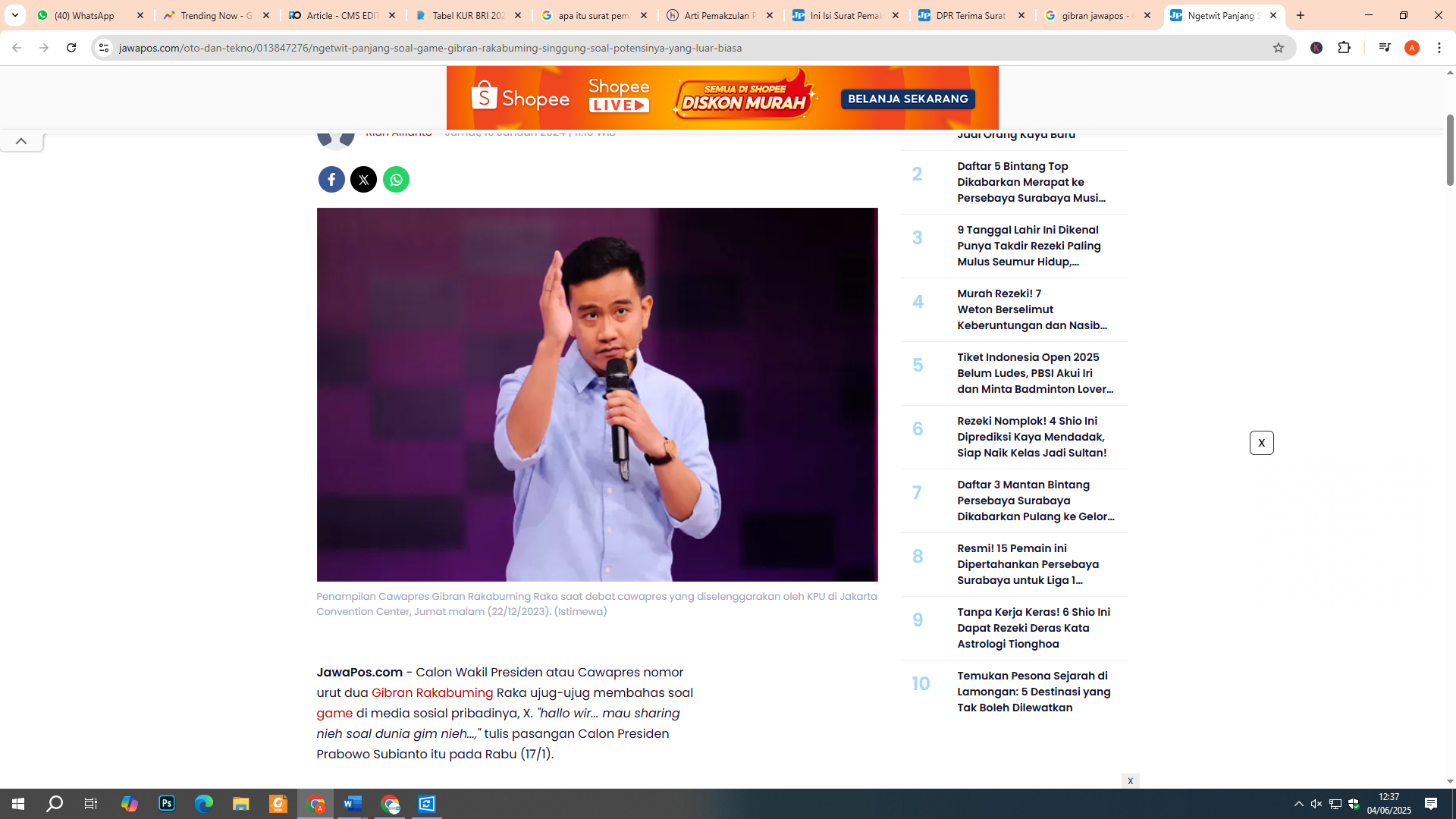 Wakil Presiden RI, Gibran Rakabuming Raka