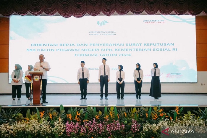 Sebanyak 593 Calon Pegawai Negeri Sipil (CPNS) formasi tahun 2024 di lingkungan Kementerian Sosial (Kemensos).