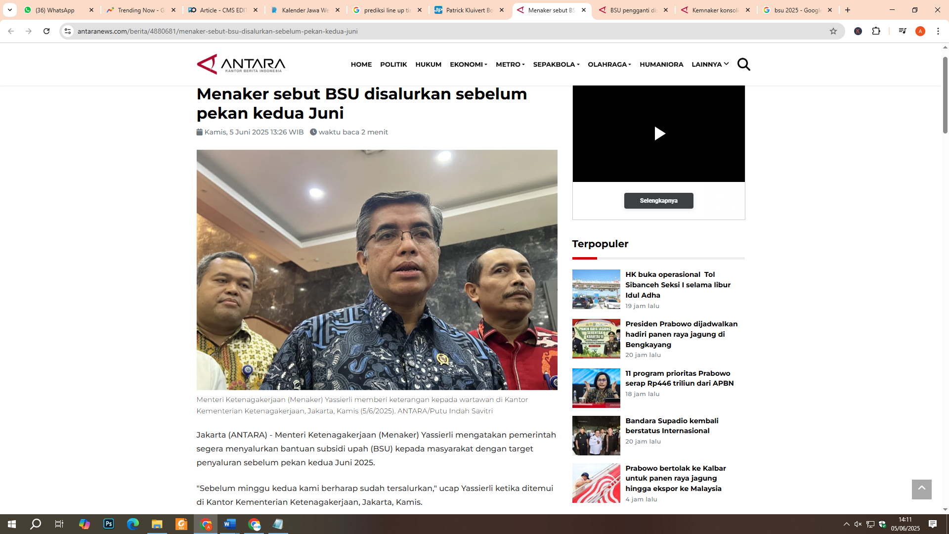 Menaker Yassierli ungkap jadwal pencairan BSU 2025