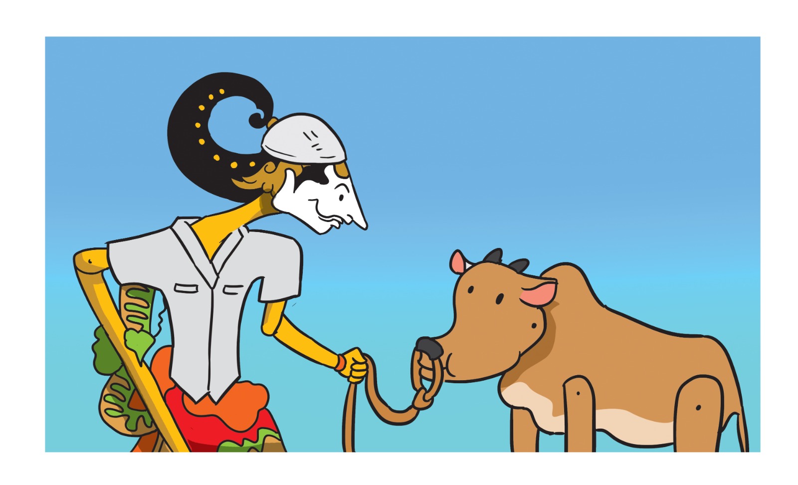 Ilustrasi menuntun sapi kurban