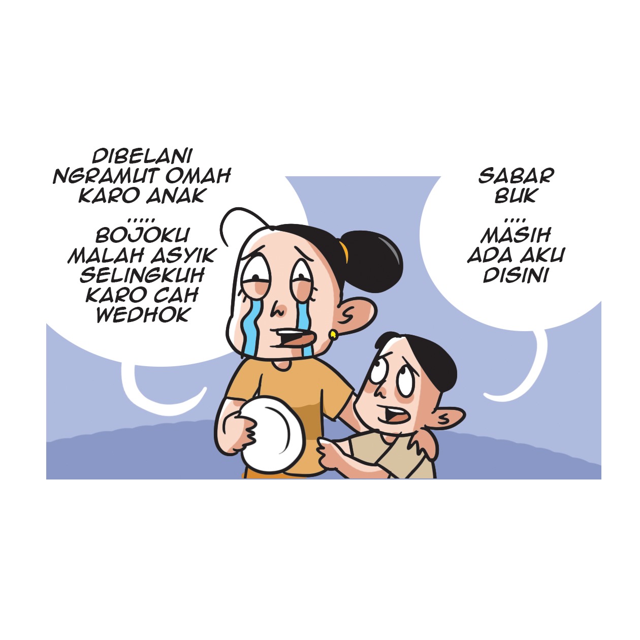 Ilustrasi istri menangis karena perbuatan suami.
