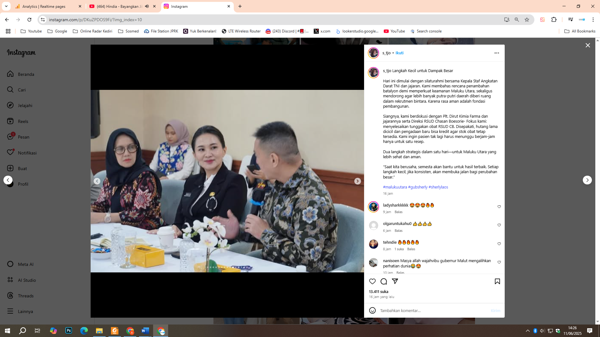 Usai bertemu Maruli, Sherly  melanjutkan kegiatannya dengan berdiskusi dengan Plt. Dirut Kimia Farma dan jajarannya.