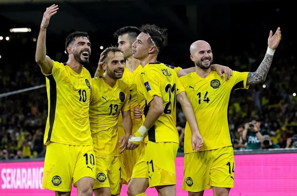 Selebrasi pemain Timnas Malaysia setelah bantai Vietnam 4-0