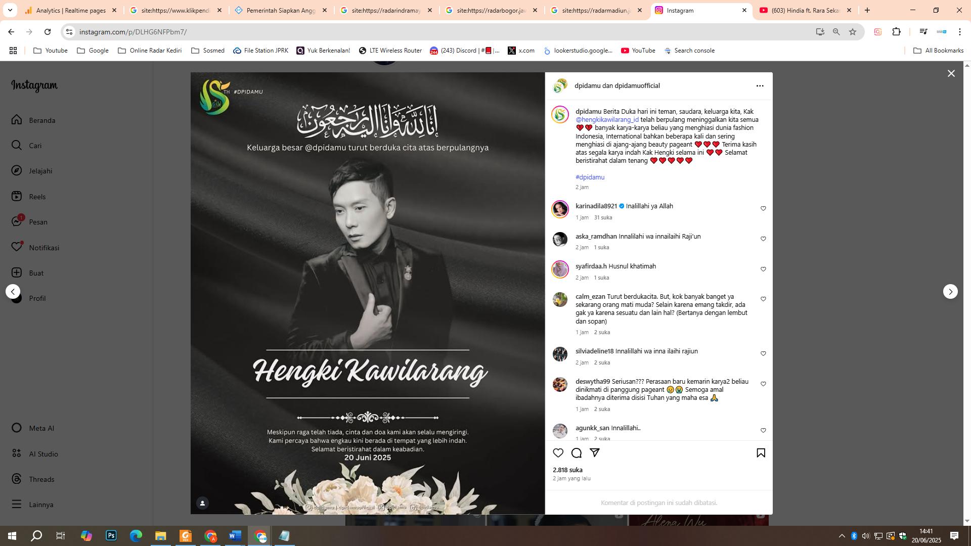 Desainer Hengki Kawilarang meninggal dunia