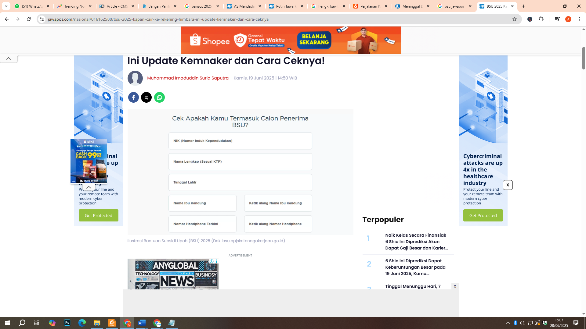 Cek penerima BSU 2025